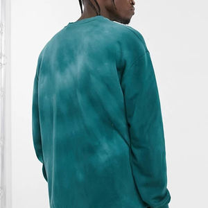 Jersey de otoño personalizado, sudaderas con capucha de dos tonos, verde claro, lavado con ácido, hombros caídos, acanalado, cuello redondo, tinte de corbata, sudadera para hombre - Product Image 4