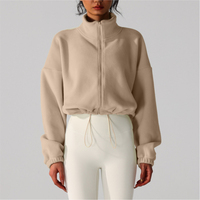 Veste de sport pour femme PASUXI, logo personnalisé, polyester, fermeture éclair, sweat-shirt ample, vêtements de fitness, haut de yoga, OEM
