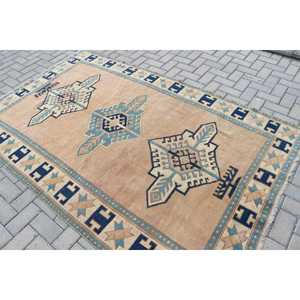 Alfombra de 4.9x7.7 pies, Alfombra Turca Vintage, Alfombra Ikat Marrón - Product Image 4