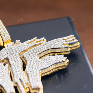 จี้ VVS Moissanite เคลือบทอง14K 925สเตอร์ลิงทอง14K สไตล์ฮิปฮอปน้ำแข็งออกแบบชื่อโลโก้วันครบรอบ - Product Image 2
