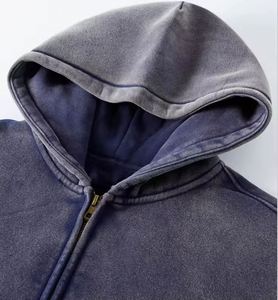 Sudadera con capucha de lavado ácido cuadrado extra grande, ropa de calle personalizada para hombre, Terry francés de alta calidad con diamantes de imitación al por mayor - Product Image 5