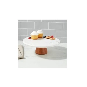 Présentoir à gâteaux en marbre personnalisé, Table de fête de mariage, porte-tasses de 12 pouces, plateau à Dessert, à base en bois, à vendre, pièces - Product Image 5