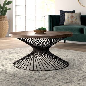 Mesa de centro de metal de diseño moderno con tapa de madera perfecta para espacios de vida dinámicos y salas multiusos - Product Image 2