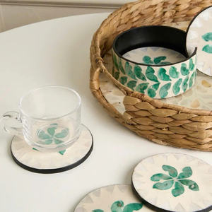 Ensemble de dessous-de-verre ronds multicolores en nacre, faits à la main, mosaïque de coquillages, accessoires de table décoratifs pour la salle à manger, décoration de table basse - Product Image 5