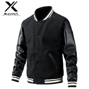 Custom <b>Men's</b> Loose Fit Varsity <b>Jacket</b> Windproof Breathable Reversible Eco-Friendly Canvas Embroidered <b>Letter</b> Design - Product Image 5