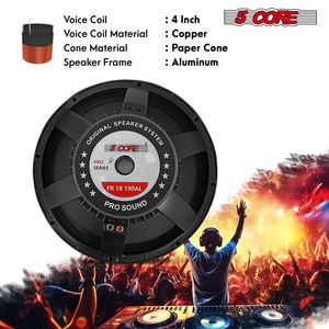 5 Core 18 Subwoofer <b>Speaker</b> 600W RMS Full Range PA <b>DJ</b> Audio Sub Woofer 8Ohm Bass Replacement Driver - Product Image 6