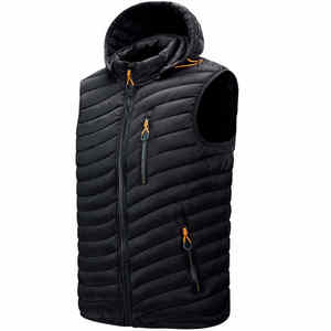 Gilet matelassé en toile pour homme, noir, doux, léger, décontracté, sans manches, vêtement d'extérieur - Product Image 6
