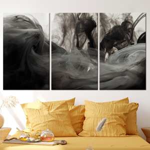 Arte en lienzo con diseño de humo gris: decoración moderna para pared, diseño impreso para la sala de estar masculina, JUEGO DE 3 LIENZOS - Product Image 1