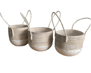 Cestas de Almacenamiento de Alimentos de Ratán Blanco Sisu Handicraft, Diseño Simple y Flexible, Ecológicas, con Asa, Forma Circular, Multiusos, Hanoi - Product Image 3