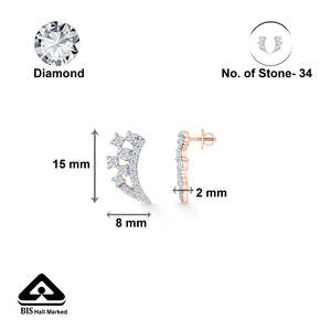 Boucles d'oreilles pendantes en or plaqué 14 carats Crystal Cascade pour femmes, or rose et diamants, bijoux de fiançailles tendance - Product Image 6