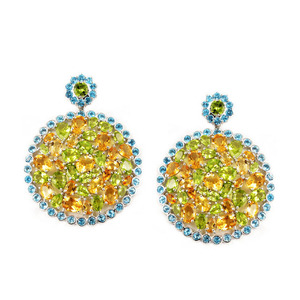 Hermoso diseño de lujo chapado en oro plata esterlina 925 multi piedra preciosa pendiente para mujer joyería de boda - Product Image 4
