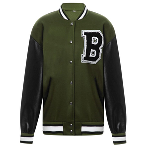 2022 chaquetas universitarias recortadas de alta calidad para mujer, chaqueta de béisbol de manga larga con logotipo personalizado Simple, botón sólido, transpirable, Invierno - Product Image 5