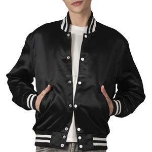Blouson universitaire américain personnalisé pour homme en tissu peigné avec empiècements, style bomber brillant, uniforme d'équipe rétro, fournitures de baseball vintage - Product Image 1