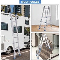 Échelle télescopique en aluminium, extension maximale de l'échelle télescopique de 22 pieds, échelle pliable multifonctionnelle avec deux roues