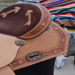 Selle de cheval Western en cuir véritable Taquin de course pour l'équitation équestre Trail Horse Riding - Product Image 3