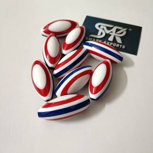 Perles en résine ovale rayées rouge blanc bleu pour la fabrication de bijoux perles d'artisanat lisses pour bracelets à bricoler soi-même colliers et accessoires de mode - Product Image 5