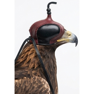 Custom Designs Soft Leather Falconry Hood Red Black Durable Portable <b>Foldable</b> Hunting Equipment Birds One Size Outdoor Use - Product Image 3