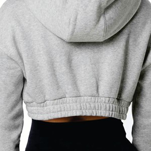 Sweat-shirt court à manches longues épais personnalisé pour femme, avec cordon de serrage, en polaire, style veste à capuche zippée, vente en gros - Product Image 5