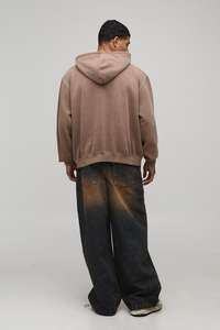 Sudadera con capucha 100% algodón de peso pesado personalizada hombro caído de gran tamaño 450 GSM Vintage Unisex cremallera Sudadera con capucha sin cuerda - Product Image 6