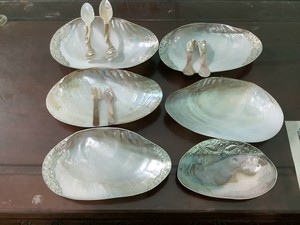 Assiettes en nacre, coquillages, coquilles de caviar, assiettes en coquille de conque, accessoires artisanaux de haute qualité, plat de présentation - Product Image 2