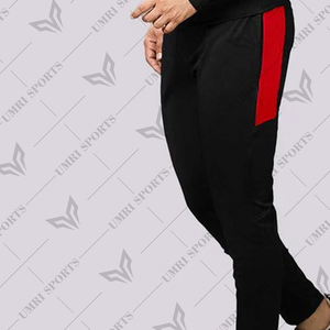 Chándal de peso pesado con capucha negro y rojo, conjunto de chándal ajustado Unisex, atuendo atlético de dos piezas, chaqueta deportiva con cierre de cordón, Rojo - Product Image 4