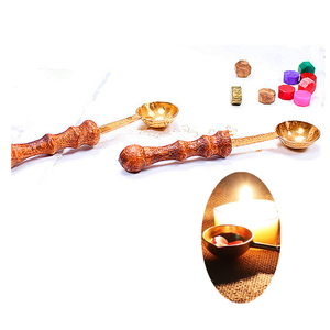 Metal <b>Wax</b> Spoon with Wooden Handle for <b>Sealing</b> Stamp Tool Office Use in Best Price - Product Image 2