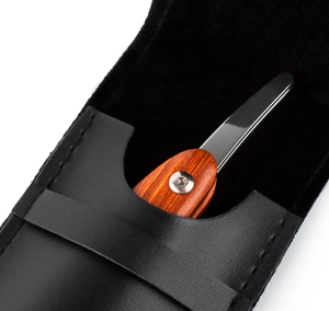 Maquinilla de afeitar recta hecha a mano con mango de madera, maquinilla de afeitar recta de seguridad clásica, se ajusta a media pieza, hoja de afeitar de doble filo de ANAAIF - Product Image 3