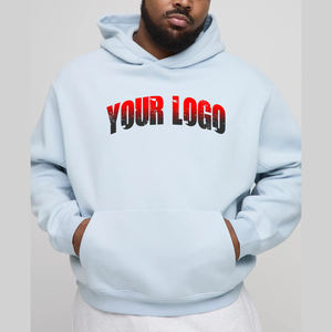 OEM/ODM 100% algodón Color sólido hombres invierno Hip Hop Sudadera con capucha logotipo bordado personalizado hombro caído pulóver de lana de gran tamaño - Product Image 1