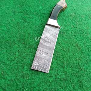 Cuchillo Nakiri de Chef de Damasco hecho a mano de alta calidad, mango de madera y resina, cuchillo de Chef de cocina afilado con Funda de cuero - Product Image 3