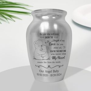 Urne personnalisée en acier inoxydable pour bébé, taille personnalisée, souvenir commémoratif en argent, urne décorative gravée pour la perte d'un enfant - Product Image 6