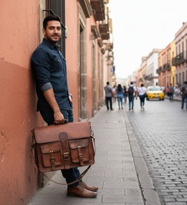 Sacoche pour ordinateur portable en cuir véritable vintage pour hommes mallette de bureau sac à main à bandoulière portable le plus vendu pour le travail - Product Image 5