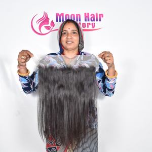 Directo de fábrica al por mayor precio barato crudo indio templo Look cabello humano Frontal recto suave sedoso natural fabricante para la venta - Product Image 4