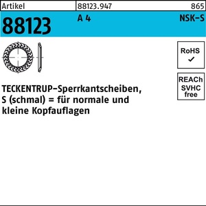 Arandela de Bloqueo R 88123 NSK-S 8 a 4, 1000 Piezas de TECKENTRUP - Product Image 1
