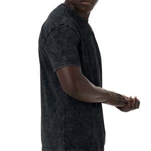 Streetwear personnalisé vierge avec logo T-shirt vintage de coupe droite en coton tricoté lourd pour hommes, épaules tombantes, délavé à l'acide - Product Image 2