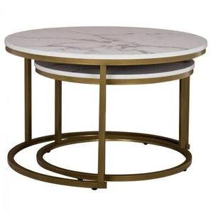 Table basse moderne et intelligente de luxe en or Table gigogne avec dessus en bois Meubles de maison Combinaison de métal Fournisseur de gros Prix bon marché - Product Image 1