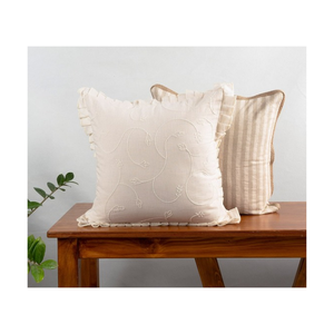 Artisan Tassel 18x18in 100% Cotton Embroidered Ajrakh Cushion Using Herbal Dyes For Bulk Wholesale Retail Supply Rapid Shipping - Product Image 3