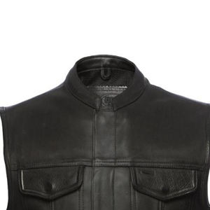 Gilet de motard noir personnalisé pour hommes Original cuir vêtements d'extérieur respirant style décontracté - Product Image 2