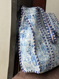 Haute qualité fait à la main tigre imprimé coton matelassé Style Boho femmes plage utiliser grand sac fourre-tout sac à provisions - Product Image 2