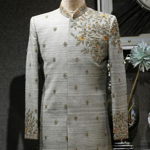 NEW--BEAUTIFUL EMBROIDERY on SHERWANI WITH RAW SILK FABRIC & ALSO MATCHING SHOE WITH DRESS for PARTY-WEAR/WEDDING @ 2023 - Product Image 1