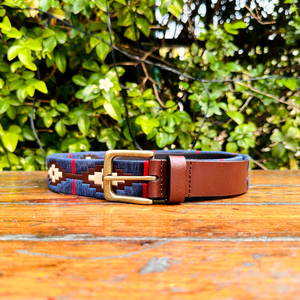 เข็มขัดหนังโปโลสีกรมท่าสำหรับเยาวชนทำมือคุณภาพสูงทำจากทองเหลืองรีไซเคิลด้วยขี้ผึ้งสำหรับใส่สบาย - Product Image 3