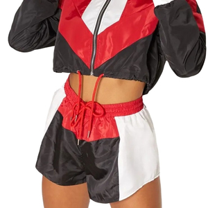 Personalizado de nailon transpirable impermeable cortavientos señoras OEM Crop Hoodie gimnasio entrenamiento chándal para mujer 2025 - Product Image 1