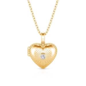 Jeulia Custom Double Sided Engraved <b>Heart</b> Photo <b>Locket</b> Necklace with Zircon for Anniversary - Product Image 4
