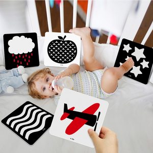 Cartes flash bébé à contraste élevé pour la croissance de la vision des nouveau-nés, inspirées de la méthode Montessori, ensemble d'apprentissage visuel - Product Image 1