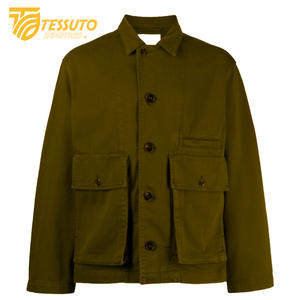 แจ็กเก็ตยีนส์แบบลำลองผ้ายีนส์สำหรับผู้ชายเสื้อโค้ทผ้าซาตินผ้าฝ้ายย้อมสีธรรมดาสไตล์สตรีท100% - Product Image 5