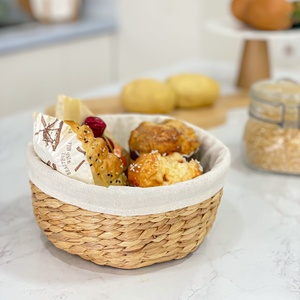 Panier à linge en paille tissée avec poignées en cuir Panier de rangement en jacinthe d'eau pour usage domestique - Product Image 5