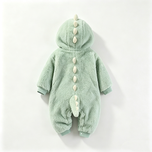 Mono de dinosaurio verde personalizado para bebé, pelele de dinosaurio con capucha de forro polar, disfraz de dinosaurio para recién nacido. - Product Image 2