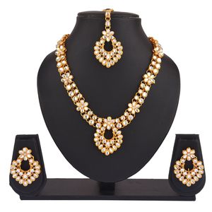 ชุดเครื่องประดับมานกาก้า,ชุดเครื่องประดับอินเดียขายส่งเครื่องประดับสร้อยคอเส้นใย Kundan - Product Image 4