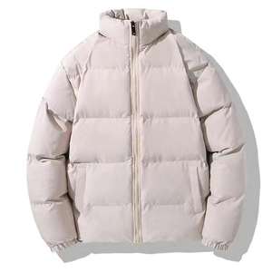 Veste chaude en coton avec col rond, couleur unie, vestes d'hiver en duvet de haute qualité pour hommes, vente en gros - Product Image 1