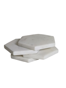 Juego de posavasos de piedra de mármol en forma de corazón Natural blanco pulido redondo fiesta decorativa bebida/alfombrillas para tazas de café - Product Image 4