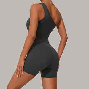 Plain Single Strap Gym <b>Jumpsuit</b> Women's Quick Dry Knitted Polyester Spandex Stretch One Piece Workout Activewear - Product Image 2